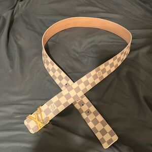 Mens Louis Vuitton leather belt in black and white patchwork